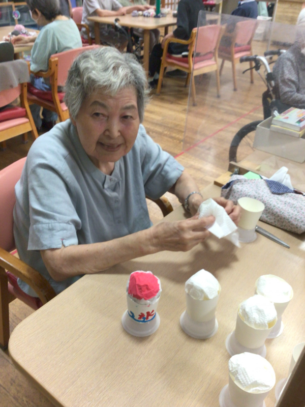 『かき氷の飾り作りとお手玉崩しゲーム』