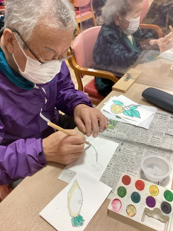 きのこ焼きゲームと絵手紙